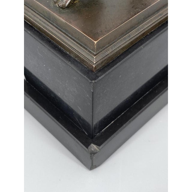 Metal Fauno Danzante of Pompeii, Bronze on a Marble Base, Signed For Sale - Image 7 of 15