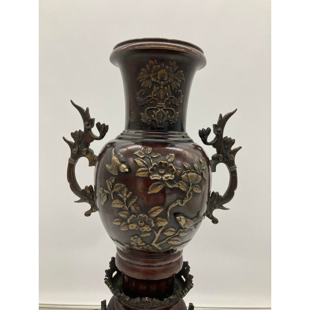 Meiji Period Large 19th Century Japanese Bronze Vase Urn Dragon Heads 18'' For Sale - Image 14 of 18