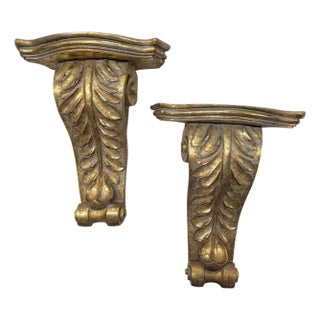 Vintage Monumental Gilt Acanthus Decorative Display Wall Bracket - A Pair For Sale