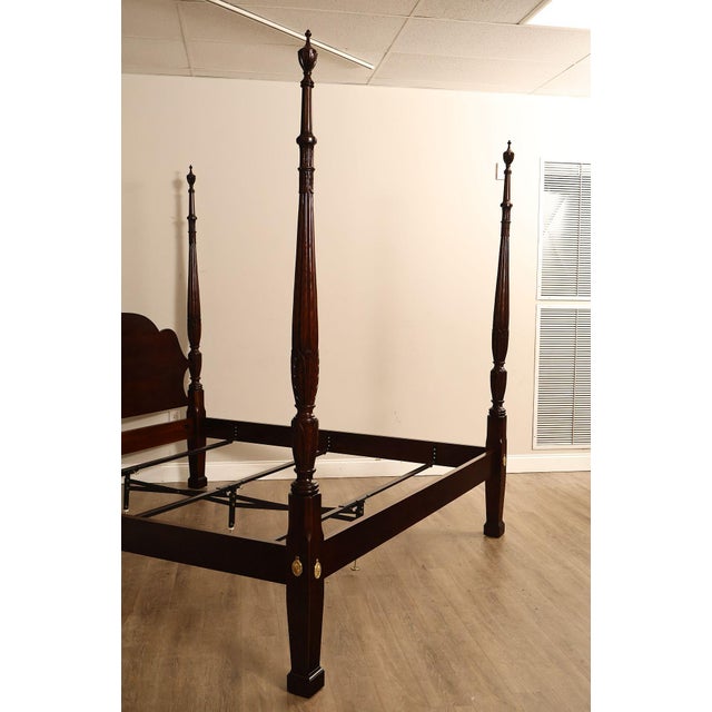 Late 20th Century Statton King Size Carved Cherry Poster Bed For Sale - Image 5 of 18