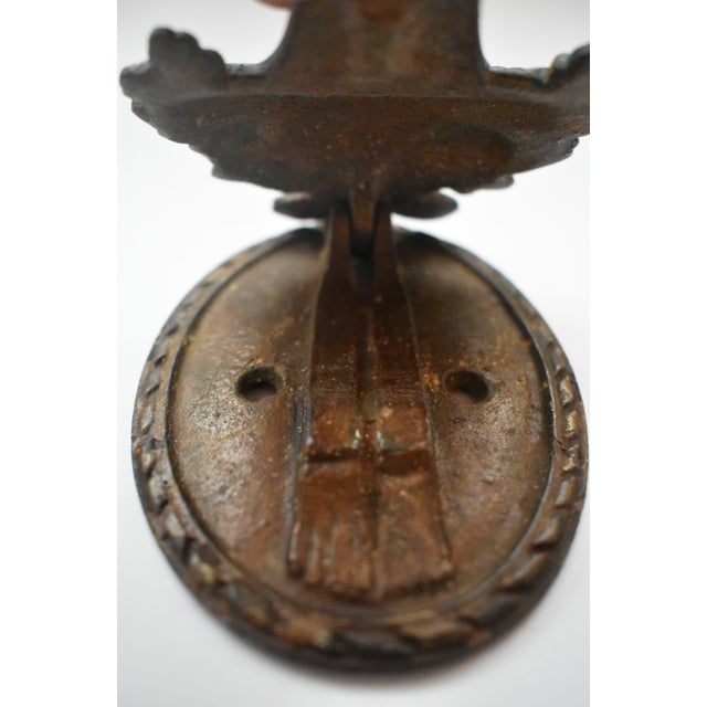 Victorian 1920s Oval Cast Iron Floral Door Knocker For Sale - Image 3 of 5