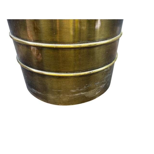Mid 20th Century William Doezema for Mastercraft Attributed Brass Pedestal Jardiniere For Sale - Image 12 of 16