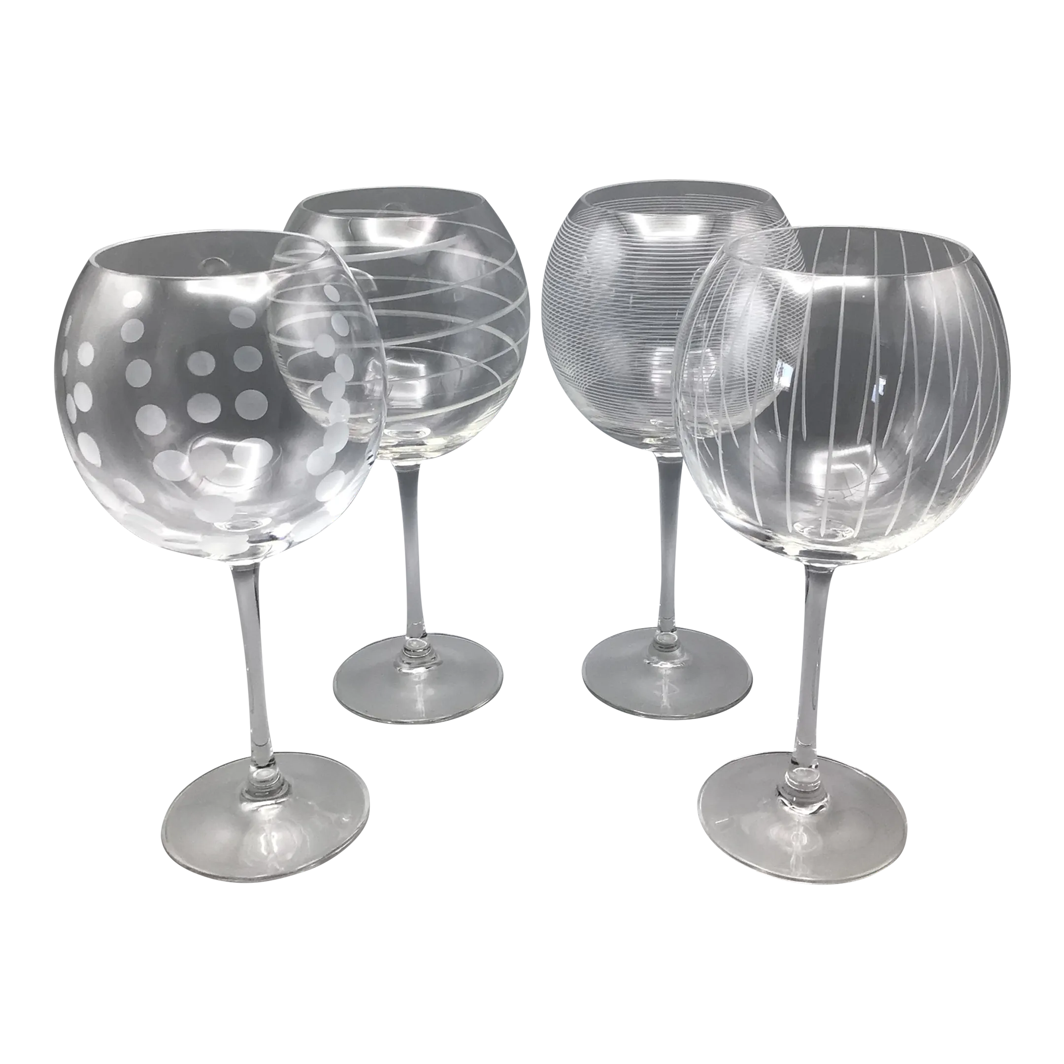 Vintage Set of Mikasa "Cheers" Crystal Balloon Wine Glasses-Set of 4 |  Chairish