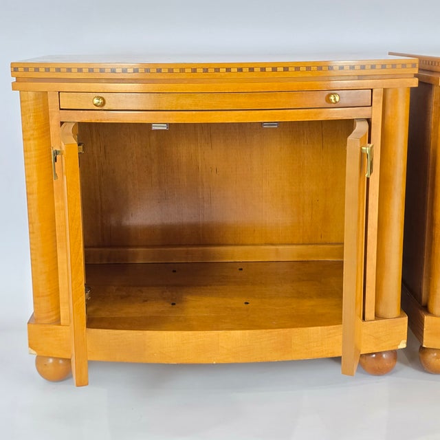 Wood 1980s Pair of Hickory White "Genesis Collection" Biedermeier Style Cabinet Nightstands For Sale - Image 7 of 12