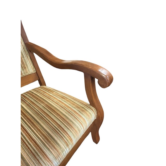 Pair of Antique American Empire Walnut Scroll Arm Upholstered Library Chairs, C. 1840–1870, Set of 2 For Sale - Image 10 of 12
