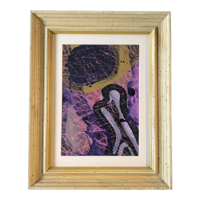 Original Vintage Abstract Painting Vintage Frame 1970’s For Sale