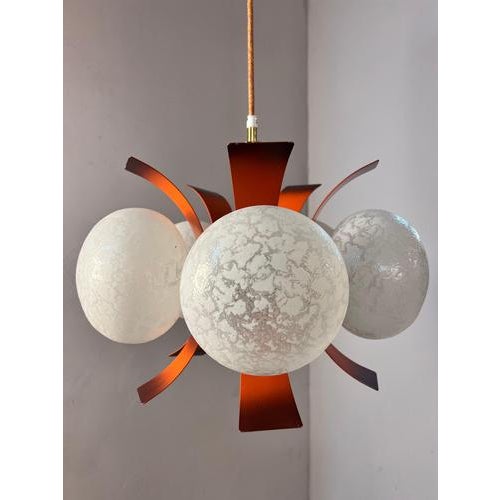 White and Orange Chandelier by Richard Essig For Sale - Image 11 of 11