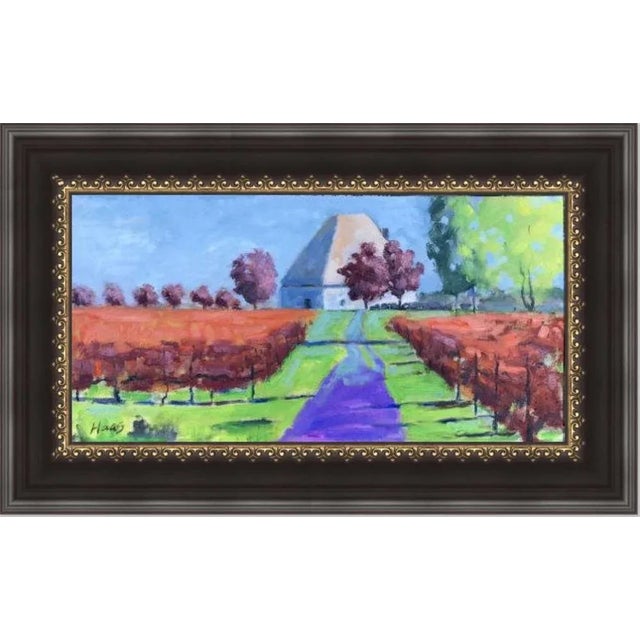 Wood Coastal Vineyards Landscape Oil Painting Fall Colors For Sale - Image 7 of 10