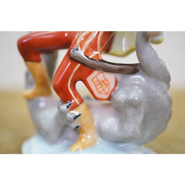 Vintage Herend Hussar and Sea Serpent Porcelain Dragon Slayer Figurine 5595 For Sale - Image 12 of 14