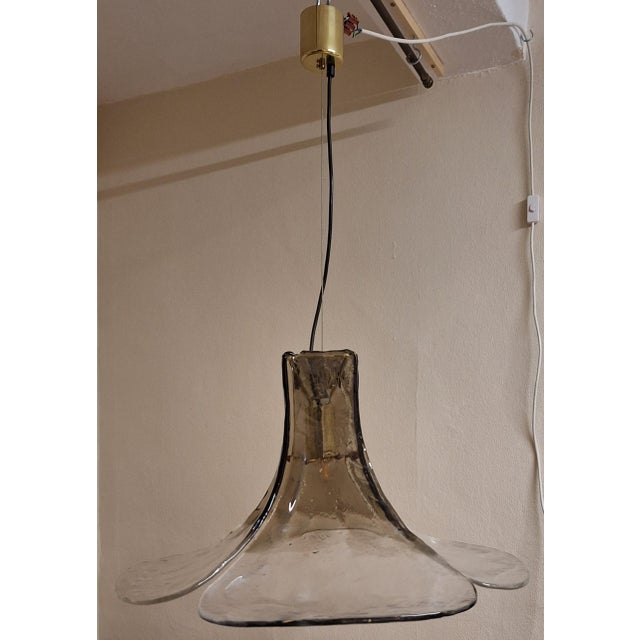 Vintage Brass and Tinted Murano Glass Pendant by Carlo Nason for Mazzega, 1970s For Sale - Image 3 of 8