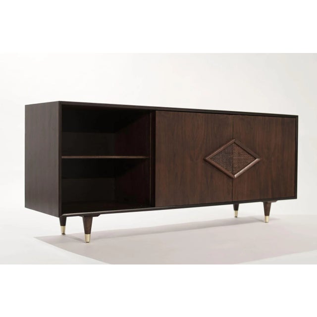 Brown Mid Century Modern Dark Walnut Credenza, C. 1950s For Sale - Image 8 of 13