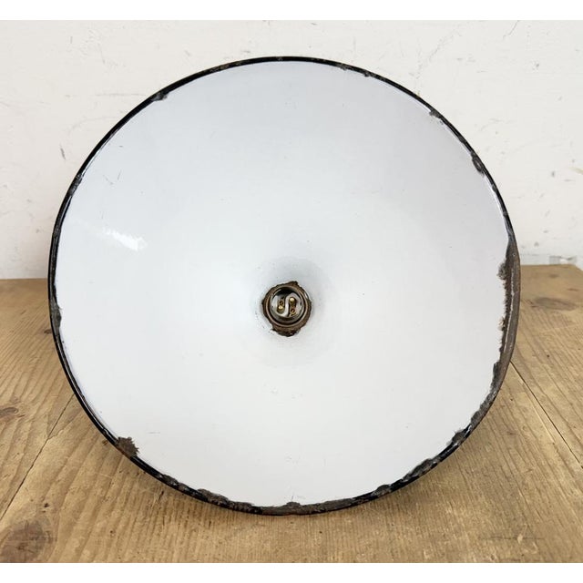 British Industrial Green Enamel Factory Pendant Lamp, 1950s For Sale - Image 16 of 17
