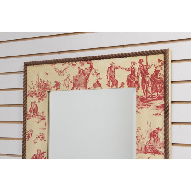 French Chintz Crackle Painted Red and Cream Wall Mirror For Sale - Image 3 of 13