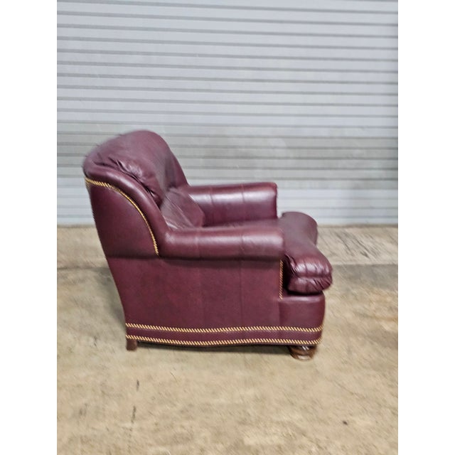 Late 20th Century Late 20th Century Hancock & Moore Burgundy Leather Club Chair Arm Chair W Match Ottoman Made in the Usa For Sale - Image 5 of 14