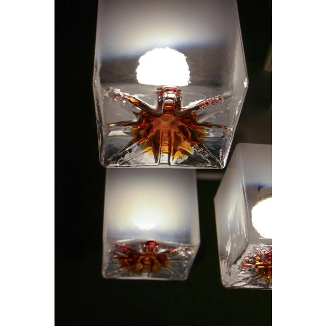 Orange Italian Space Age Cubic Chandelier by Gaetano Sciolari for Mazzega, 1970s For Sale - Image 8 of 18