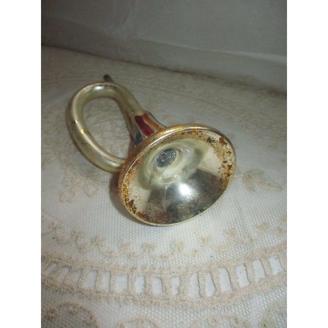 This is a Huge! Vintage Christmas 1950s German Hand Blown and Hand Painted French Horn that is a8" long and 2.75" wide in...