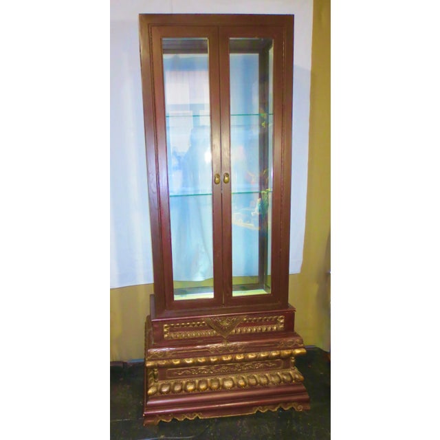 Chinese Buddhist Display Glass Cabinet Vintage 1980s' For Sale - Image 4 of 12