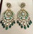 Traditional Kundan Polki Rose Cut Diamond 18 Kt Gold Chand Bali Enamel + Emerald For Sale - Image 10 of 18