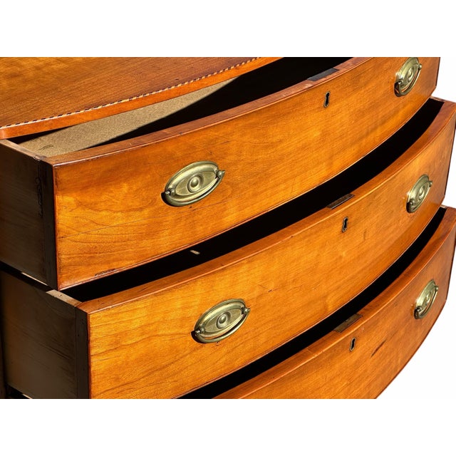 Antique Chippendale Connecticut River Valley Cherry Bowfront Bachelor's Chest For Sale In Boston - Image 6 of 12