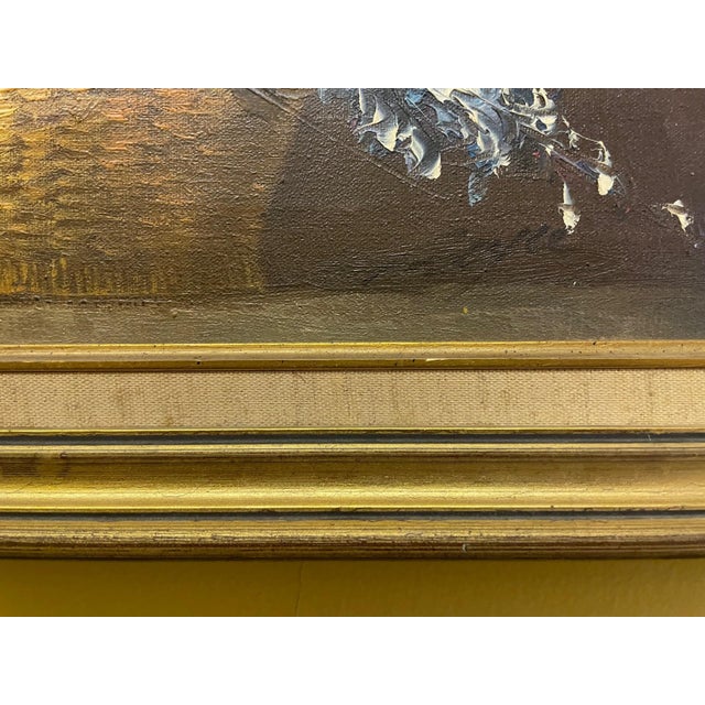 Textile 1960s Mid-Century Modern Impasto Floral Still Life in Basket – Signed m.i. Doyle For Sale - Image 7 of 10