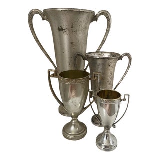 Vintage 1960s Silver Trophy Vases - Set of 4 For Sale