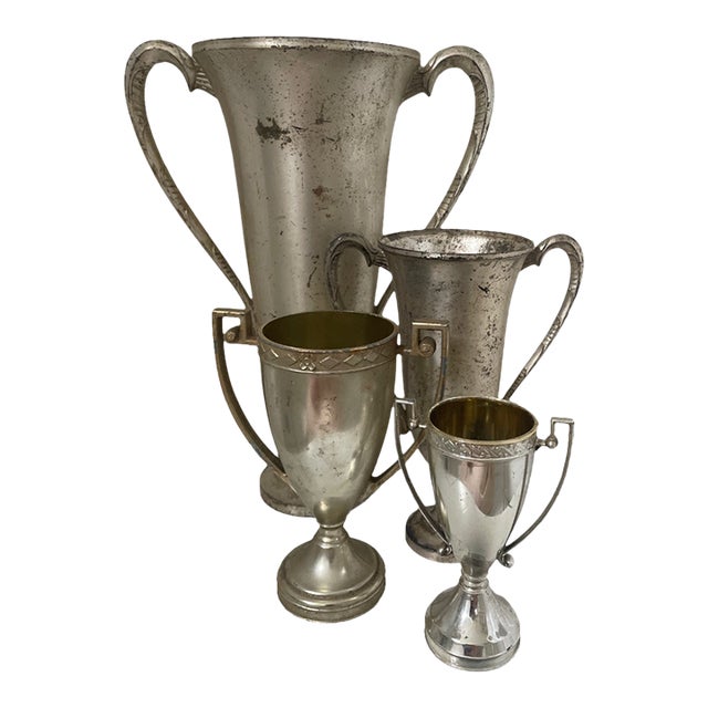 Vintage 1960s Silver Trophy Vases - Set of 4 For Sale