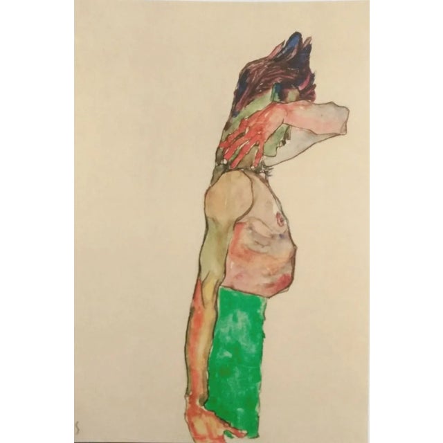 Mädchen mit grünem Rock - Original Lithograph After E. Schiele 1990 For Sale