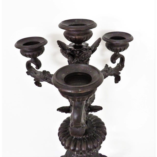 Late 20th Century Huge Rare Maitland Smith Bronze Candelabra With Dolphins Candle Holders For Sale - Image 5 of 6