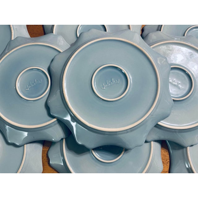 Vintage Juliska Ceramics Charger “Berry and Thread Ice Blue Collection”- Set of 9 For Sale - Image 11 of 11