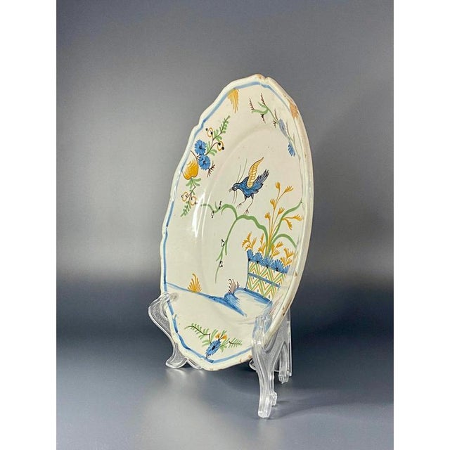 Late 18th Century Antique Chinese Style Faience Plate from Nevers, France, 1790s For Sale - Image 5 of 8