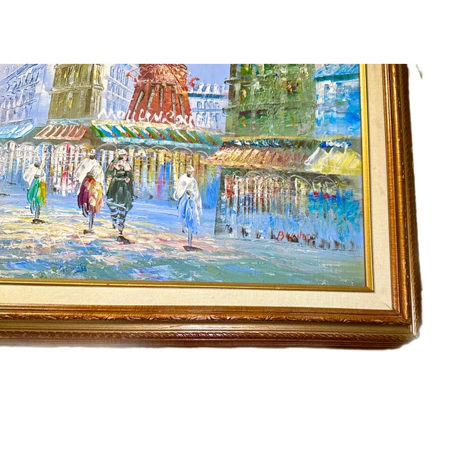 Blue Original Oil Artwork of the Iconic Moulin Rouge, Caroline Burnett For Sale - Image 8 of 13