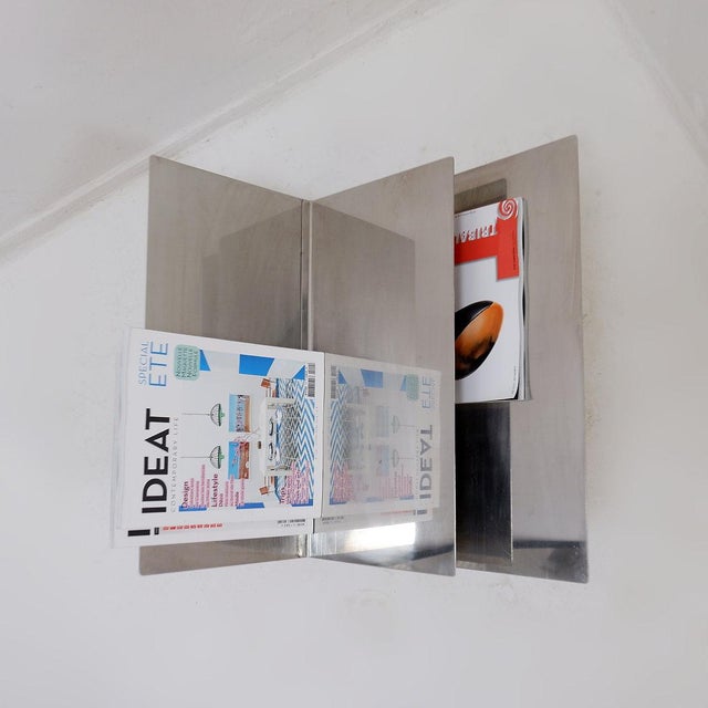 Metal Italian Sculptural Magazine Holder by G. Giuliana and Mazza Sergio for Krupp, 1970 For Sale - Image 7 of 16