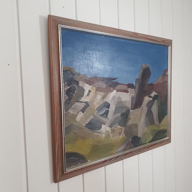1950s Mid-Century Swedish Modernist Landscape Oil Painting "Hovs Hallar" by Allan Erwö For Sale - Image 11 of 14