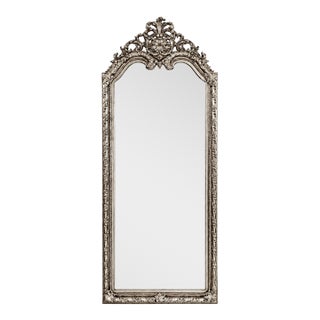 Oversized Ornate Silver Baroque Full-Length Mirror, 82" Tall For Sale