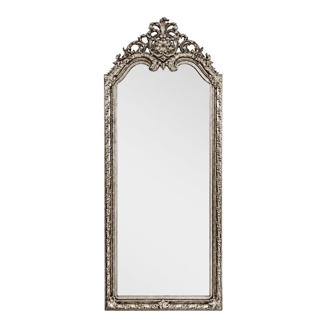 Oversized Ornate Silver Baroque Full-Length Mirror, 82" Tall For Sale