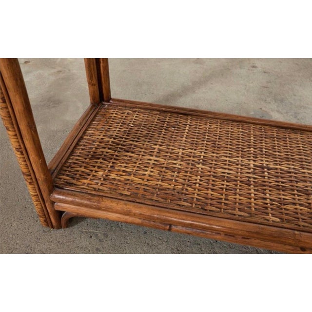 Wood Island Style Rattan Bamboo Console Table For Sale - Image 7 of 12