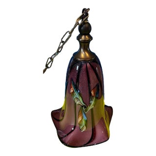 Art Glass Pendant Lamp: Purple Abstract Lily For Sale