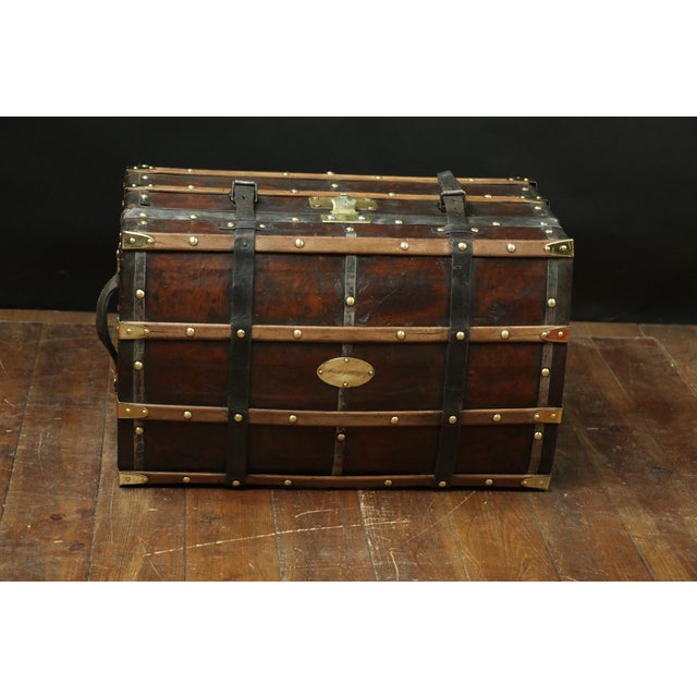 19th Century Domed Leather Trunk, 1920s For Sale - Image 9 of 11