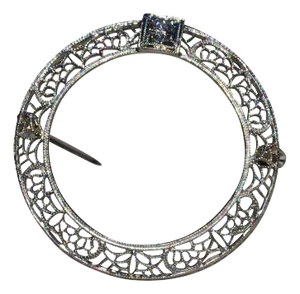 The Zalis: Ladies Antique Filigree Open Circle Brooch/Pendant