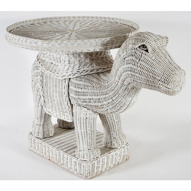 Vintage White Wicker Turtle Side Table For Sale - Image 11 of 11