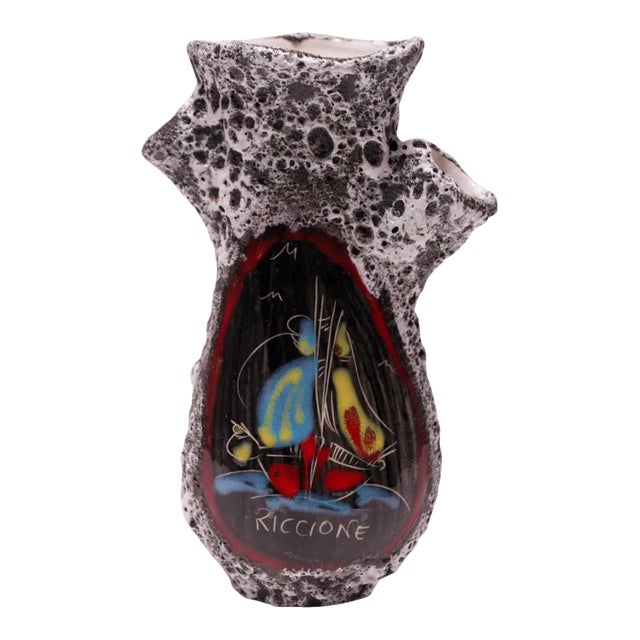 Mid-Century Italian Modern Riccione Fat Lava Ceramic and Enamel Vase For Sale
