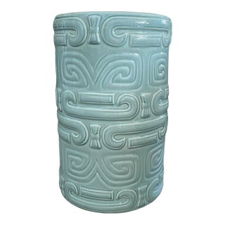 Mid-Century Italian Glazed Ceramic Garden Stool For Sale