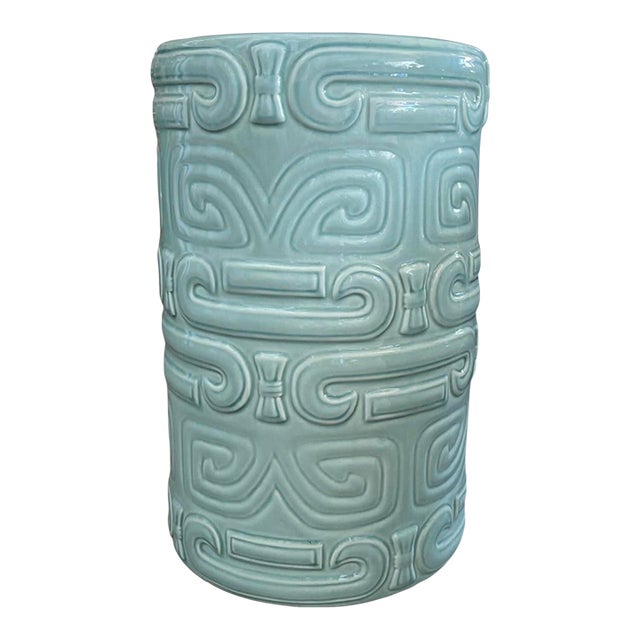 Mid-Century Italian Glazed Ceramic Garden Stool For Sale