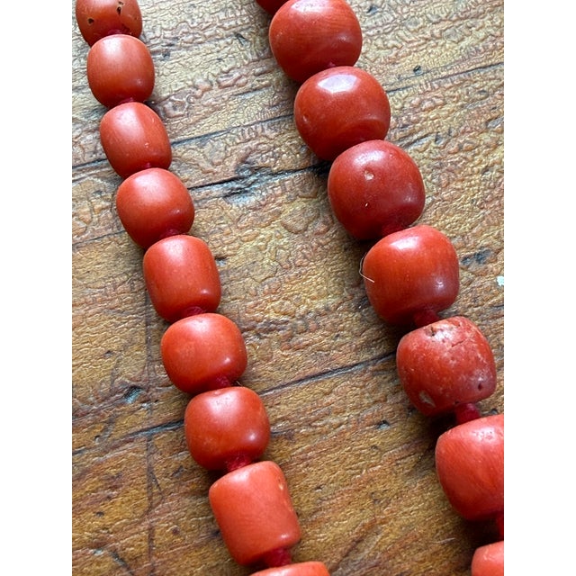 Genuine Red Coral Necklaces, Hand-Knotted Strands in Natural Coloration, a Pair For Sale - Image 12 of 15