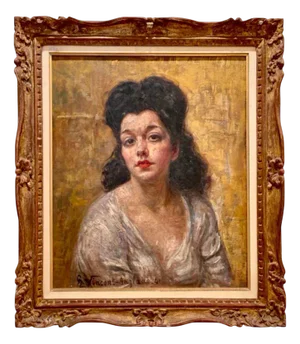 Henri Vincent Anglade, Spanish Woman Portrait, Oil on Panel