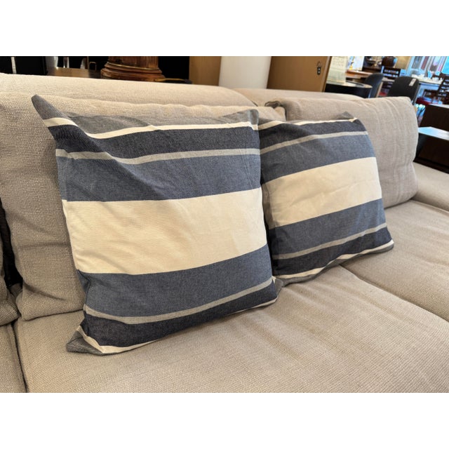 Design Plus Gallery presents a Pair of Denim Wainscot Throw Pillows by Thom Filicia Home for Eastern Accents. These...
