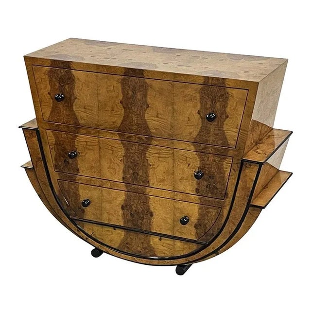 1980s Art Deco Commode in Walnut, 1980s For Sale - Image 5 of 7
