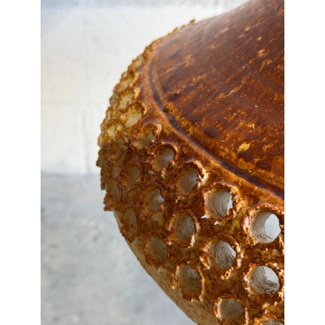 Ceramic Mid 20th Century Mid-Century Modern Orange Ceramic Pendant Ceiling Lamp For Sale - Image 7 of 10
