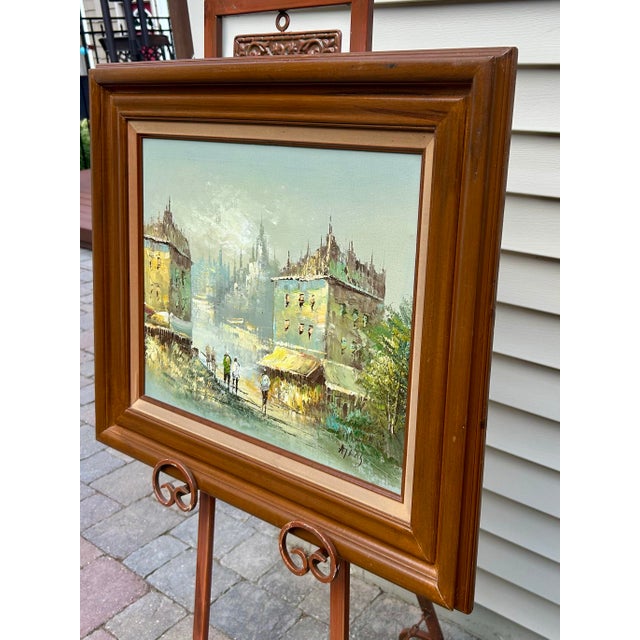 Wood Vintage, Signed “Atlas” Original, Oil and Acrylic, Parisian Themed, Painting on Stretched Canvas, Impressionism/Impasto Style For Sale - Image 7 of 9