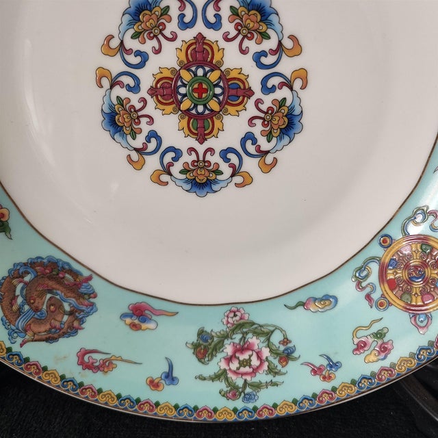 White Chinese Ceramic Plate,Qianlong Marked Famille Rose Porcelain Plate Hand Painted Eight Treasures Pattern For Sale - Image 8 of 10